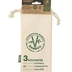 3 couverts réutilisables en bambou