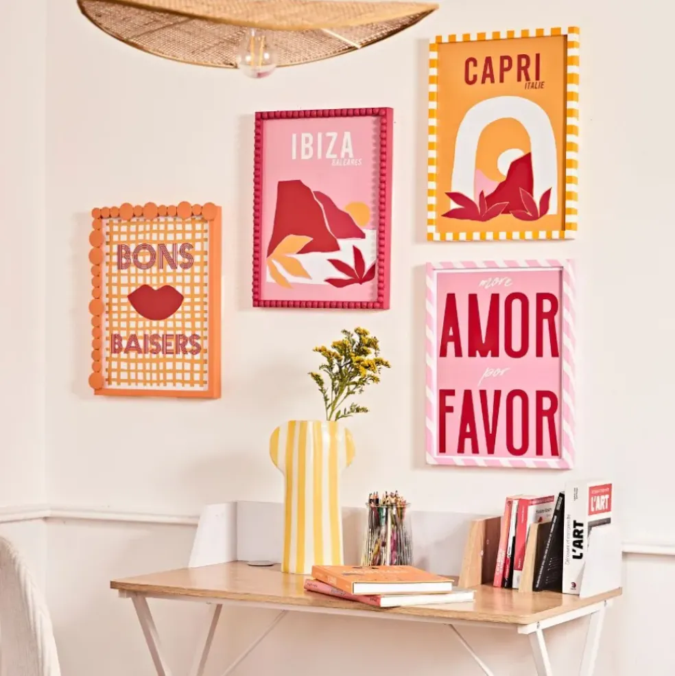 Affiche "Ibiza baléares" rose 30x40cm