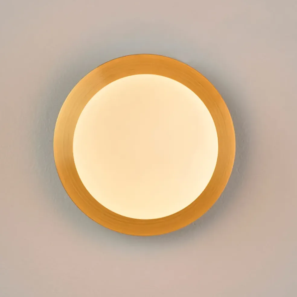 Applique en metal doré et verre laiton d18cm blanc - Manor