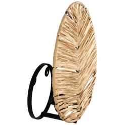 Applique en raphia et fer naturel et noir h32cm - Tulum