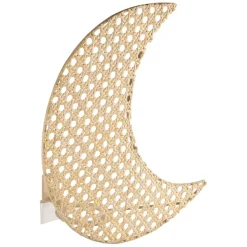 Applique lune en rotin et fer naturel h11cm - Songes
