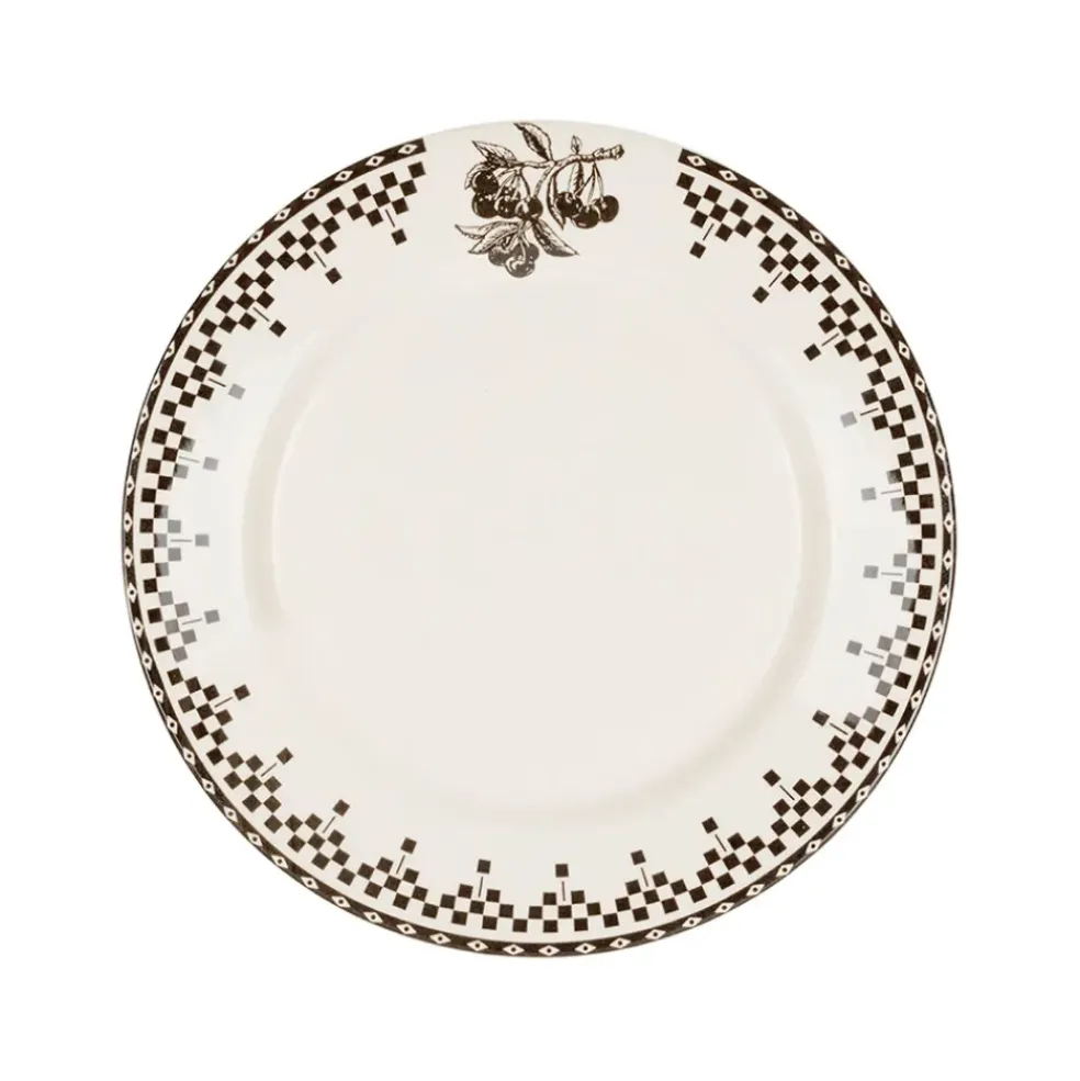 Assiette à dessert en faïence anthracite d22.5cm - Damier