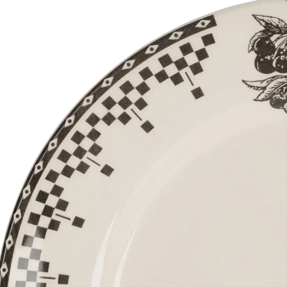 Assiette à dessert en faïence anthracite d22.5cm - Damier