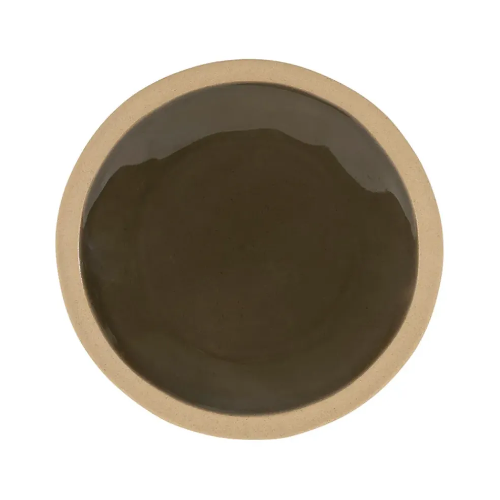 Assiette à dessert en grès kaki d21.5cm - Jade