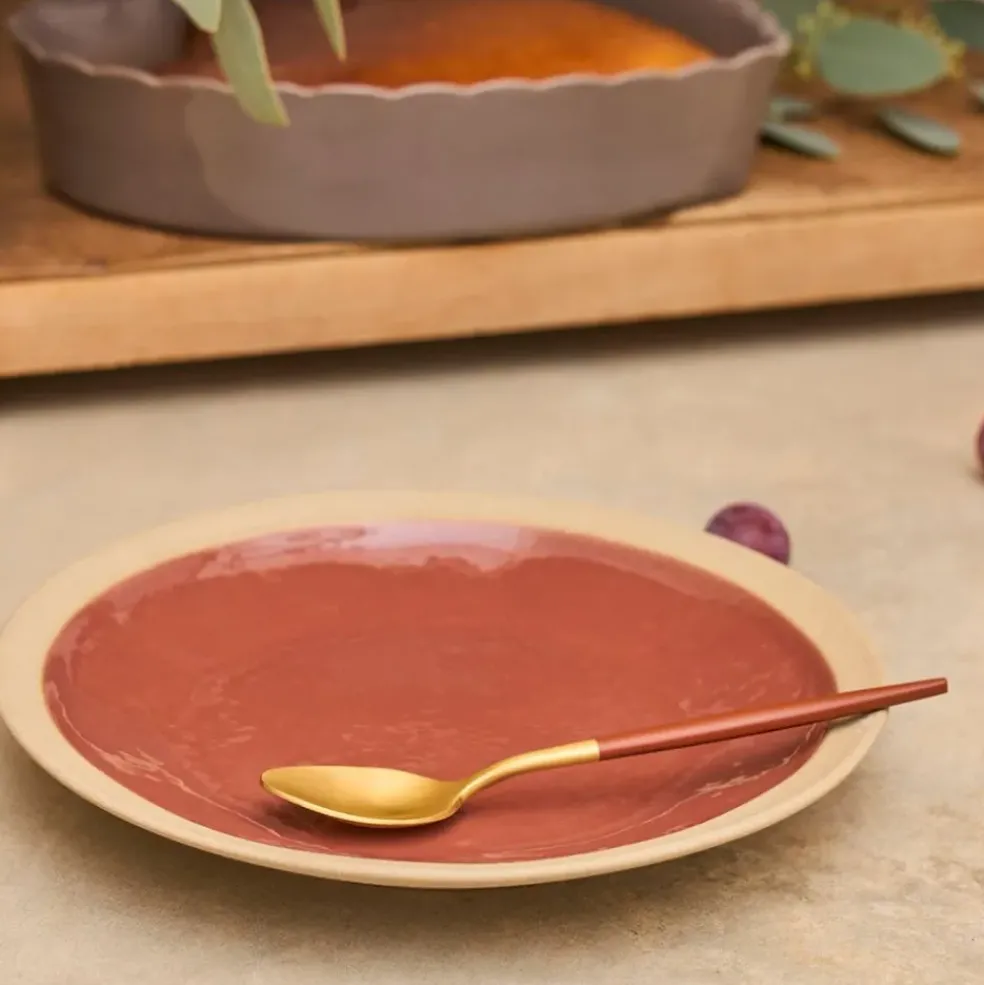 Assiette à dessert en grès tomette d21.5cm - Jade