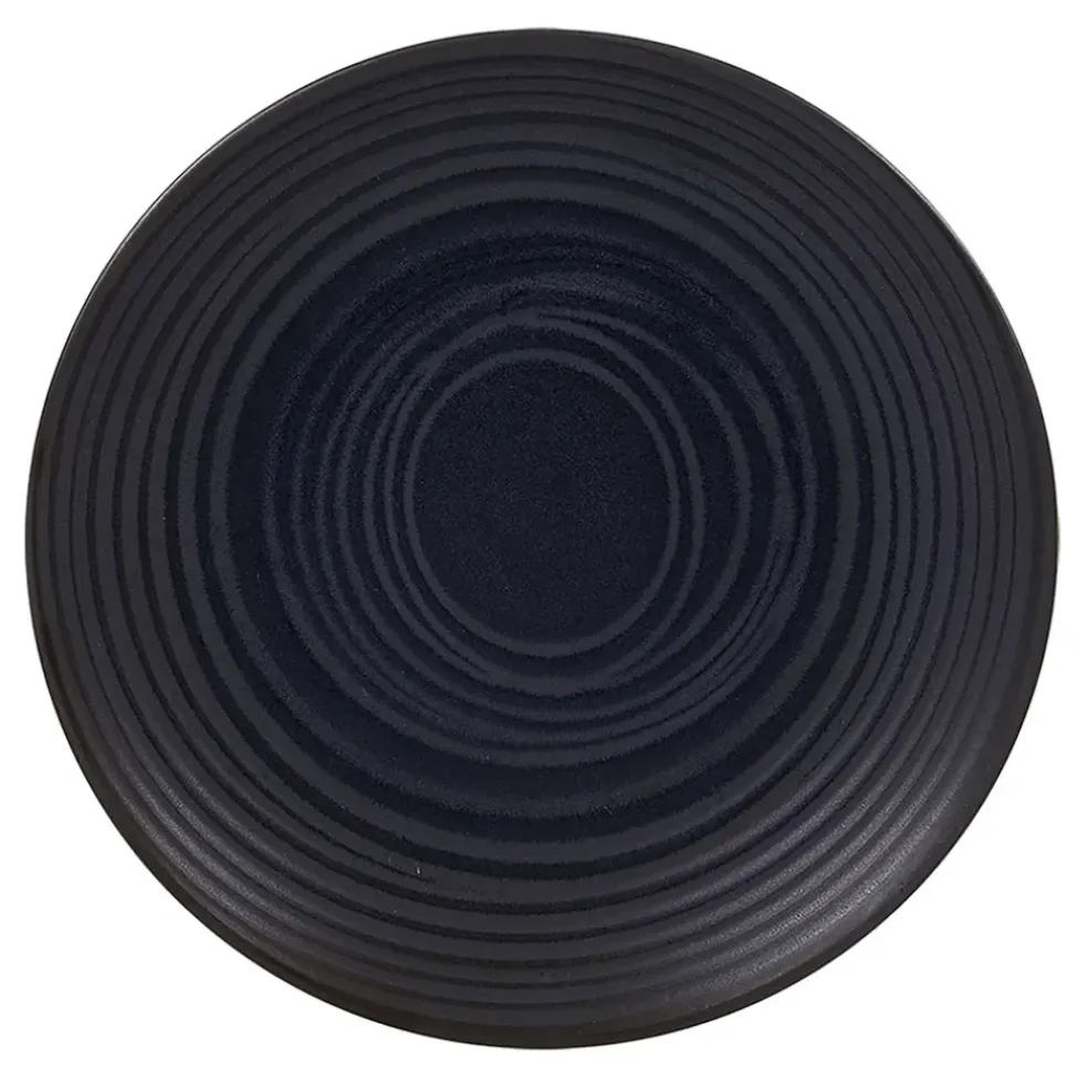 Assiette à dessert en grès noir d21cm - moon