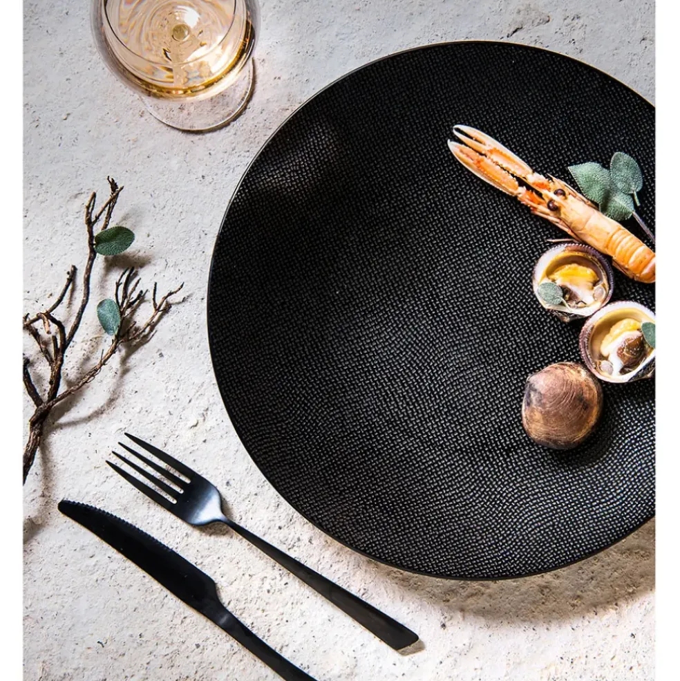 Assiette à dessert en grès noir d20.5cm - Vesuvio