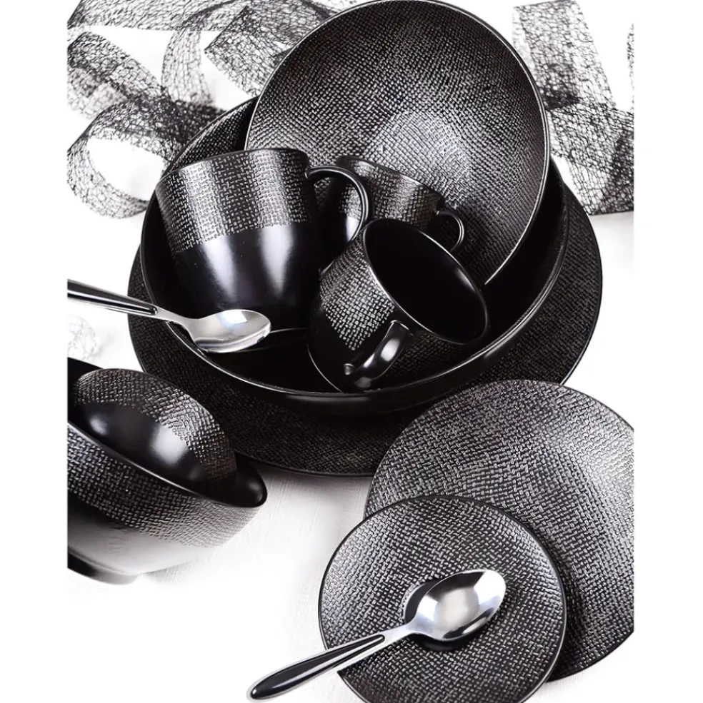 Assiette à dessert en grès noir d20.5cm - Vesuvio