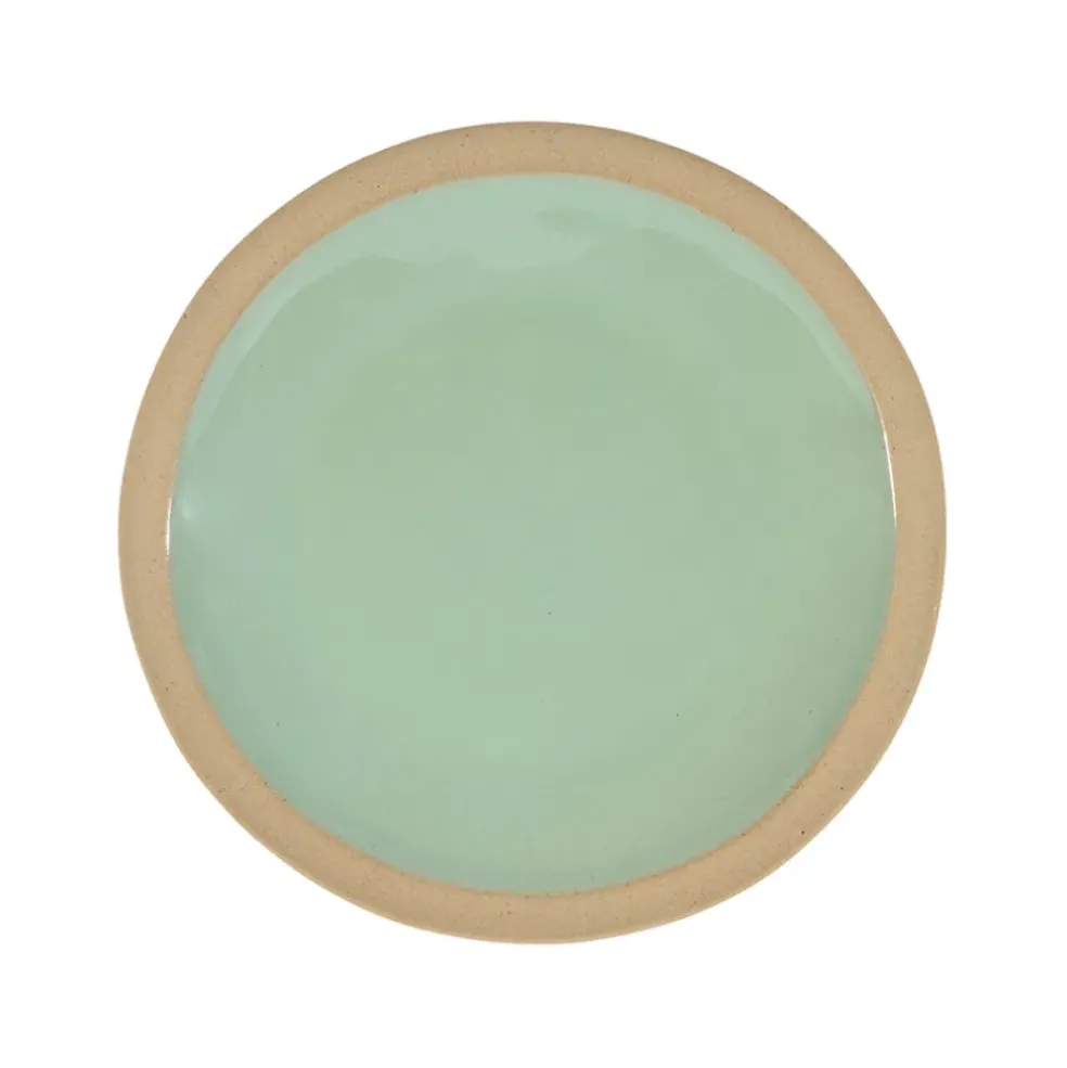 Assiette à dessert en grès vert d'eau d21.5cm - Jade