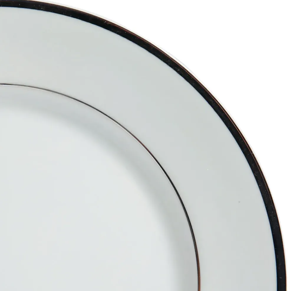 Assiette à dessert en porcelaine blanc et platine d20cm - ginger