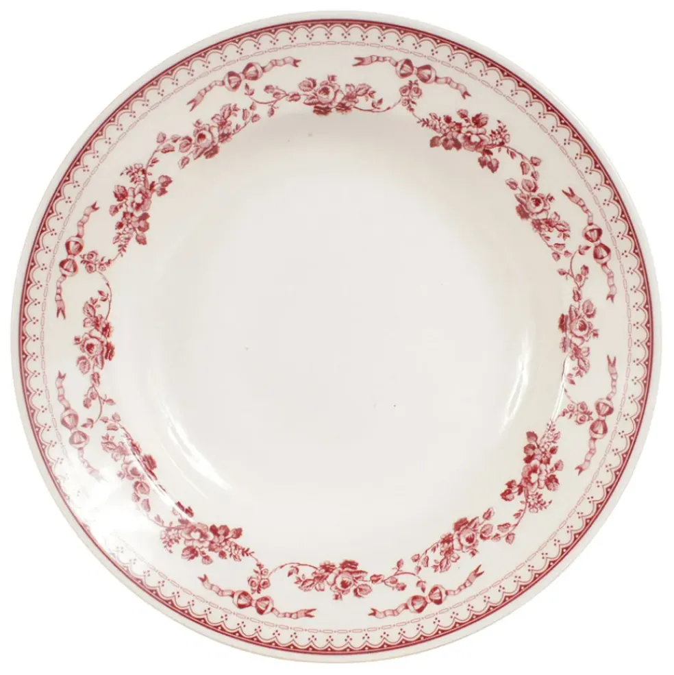 Assiette creuse en faïence bordeaux d23cm - faustine