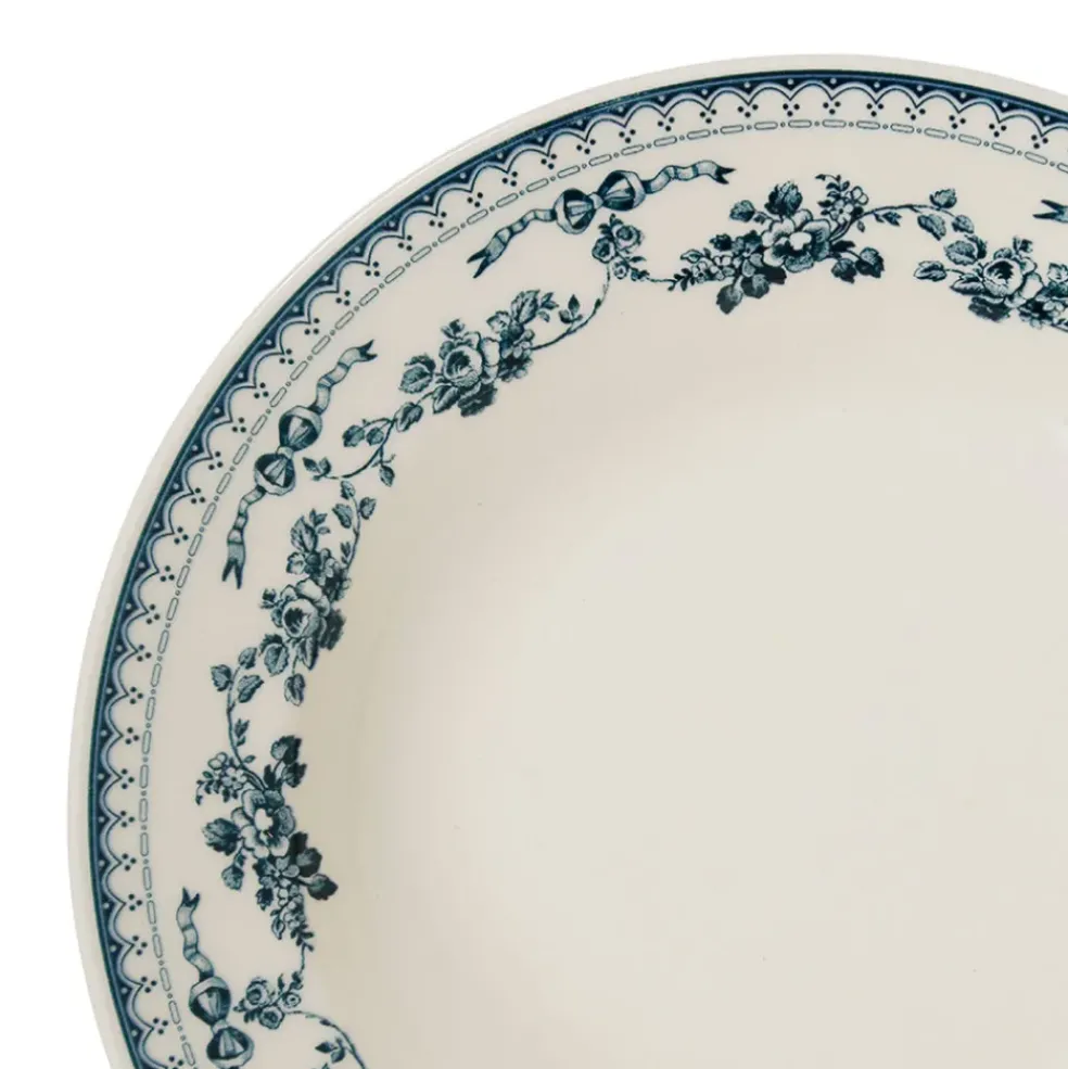 Assiette creuse en faïence bleu ancien d23cm - faustine