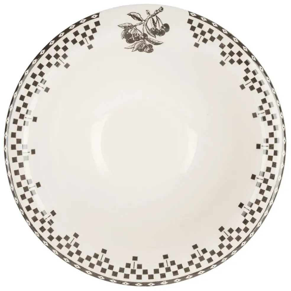 Assiette creuse en faïence anthracite d20cm - Damier