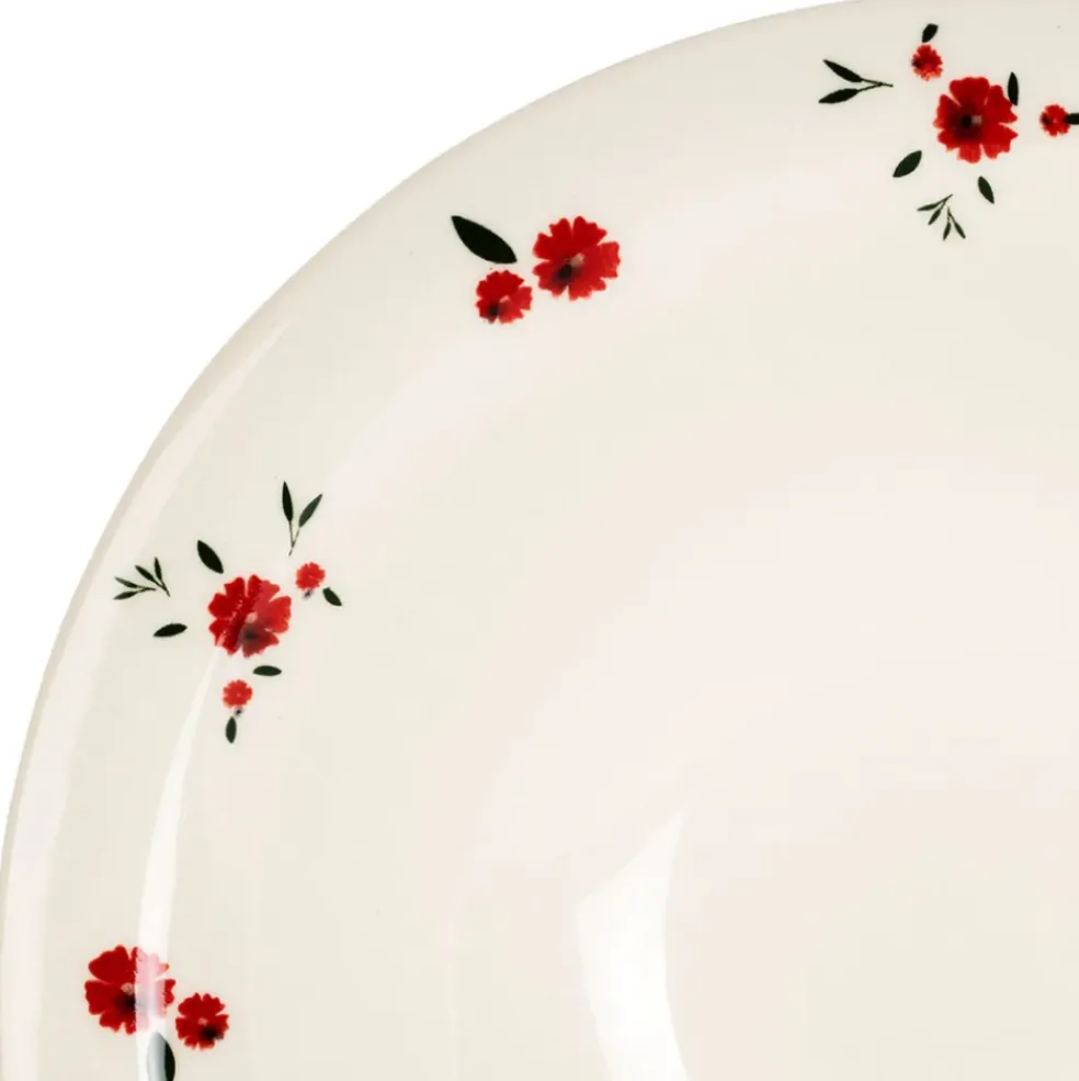 Assiette creuse en faience rouge d20cm - Paquerette