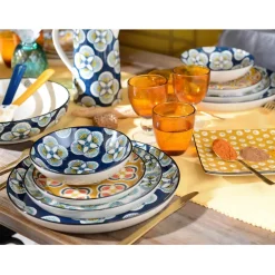 Assiette creuse en grès bleu d19cm - imany