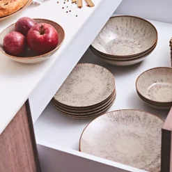 Assiette de dessert en grès brun d21cm - Akaris