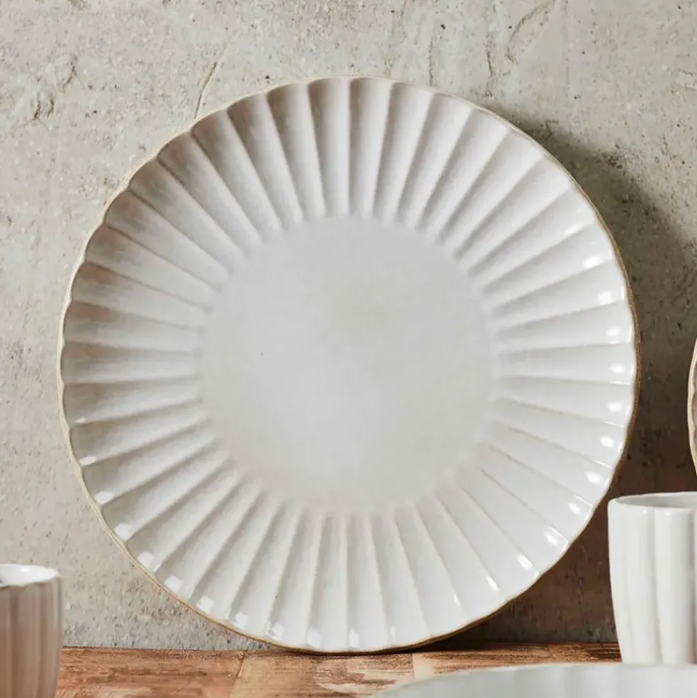Assiette de présentation en céramique beige d32cm - Vlora