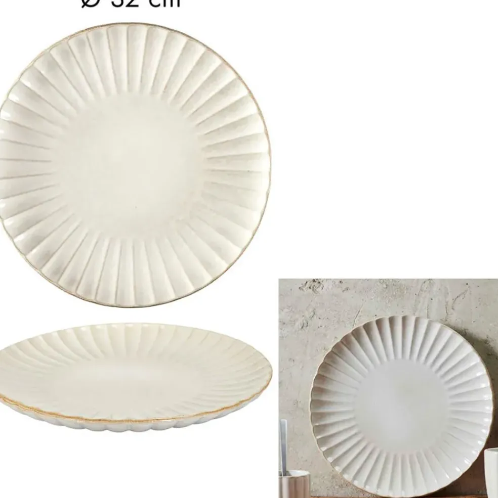Assiette de présentation en céramique beige d32cm - Vlora
