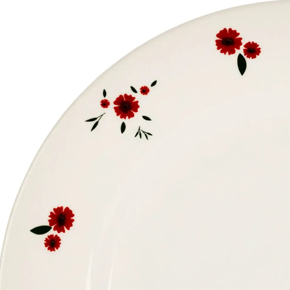 Assiette dessert en faience rouge d22.5cm - Paquerette