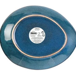Assiette galet en grès bleu d22cm - au gres du temps
