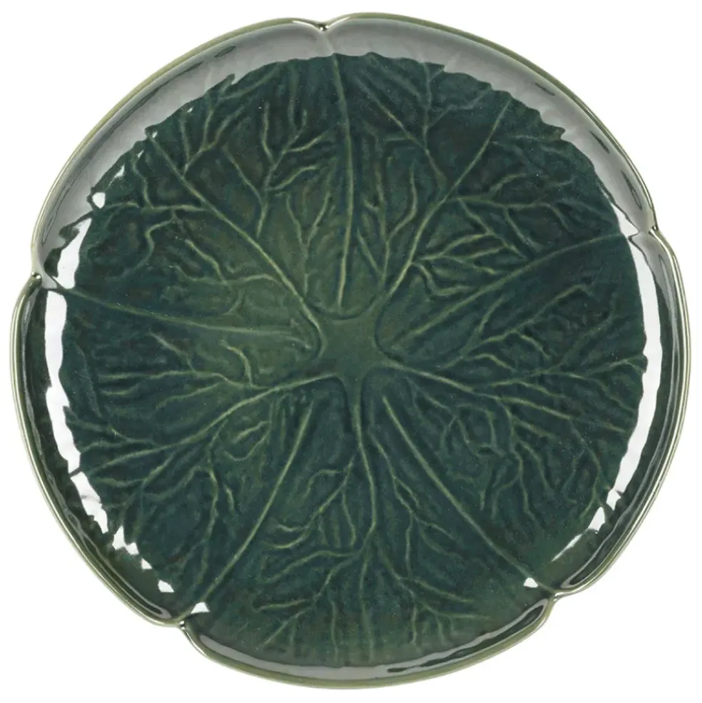 Assiette plate chou en grès vert d27cm