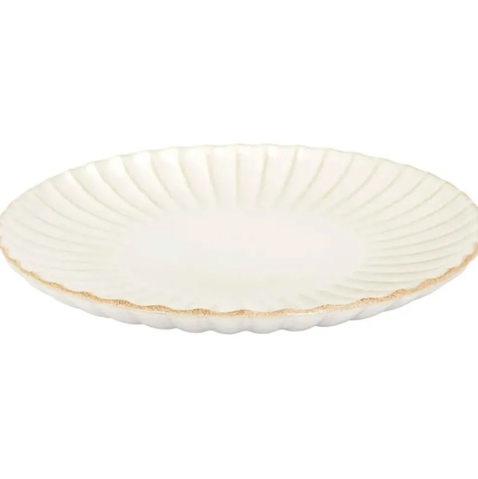 Assiette plate en céramique beige d27cm - Vlora