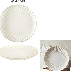 Assiette plate en céramique beige d27cm - Vlora