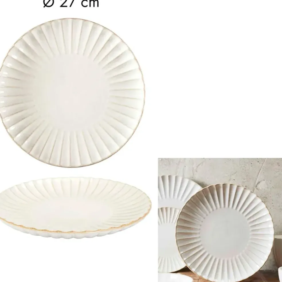 Assiette plate en céramique beige d27cm - Vlora
