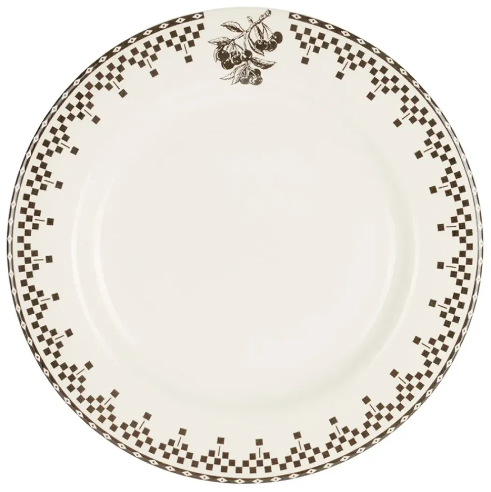 Assiette plate en faïence anthracite d27cm - Damier