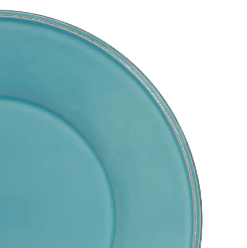 Assiette plate en faïence turquoise d28.5cm - constance