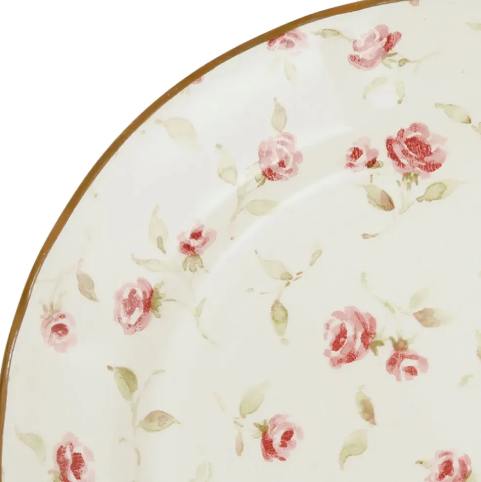 Assiette plate en faïence rose et doré d26cm - Rose