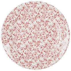 Assiette plate en faïence bordeaux d26cm -p'tites fleurs