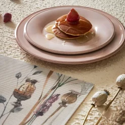 Assiette plate en faïence rose poudré d28.5cm - constance