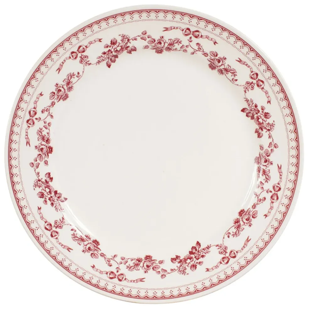 Assiette plate en faïence bordeaux d26cm - faustine