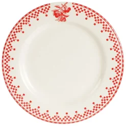 Assiette plate en faïence rouge d27cm - damier