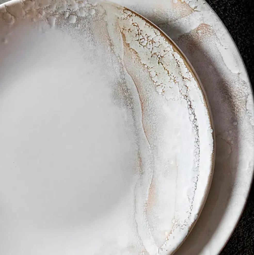 Assiette plate en grès blanc d27cm - mojave