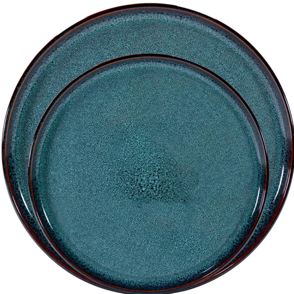Assiette plate en grès bleu d27cm - Volga