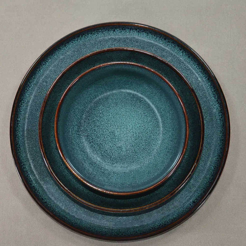Assiette plate en grès bleu d27cm - Volga
