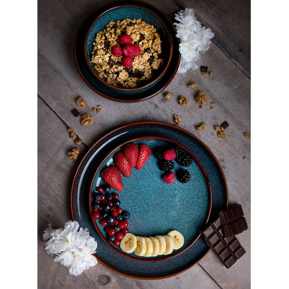 Assiette plate en grès bleu d27cm - Volga