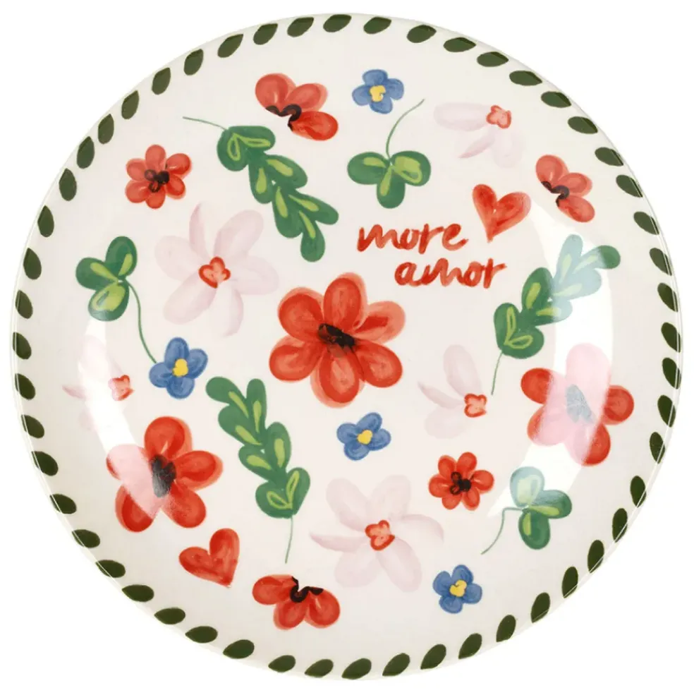 Assiette plate en grès fleur multicolore d20.5cm - Bellagio