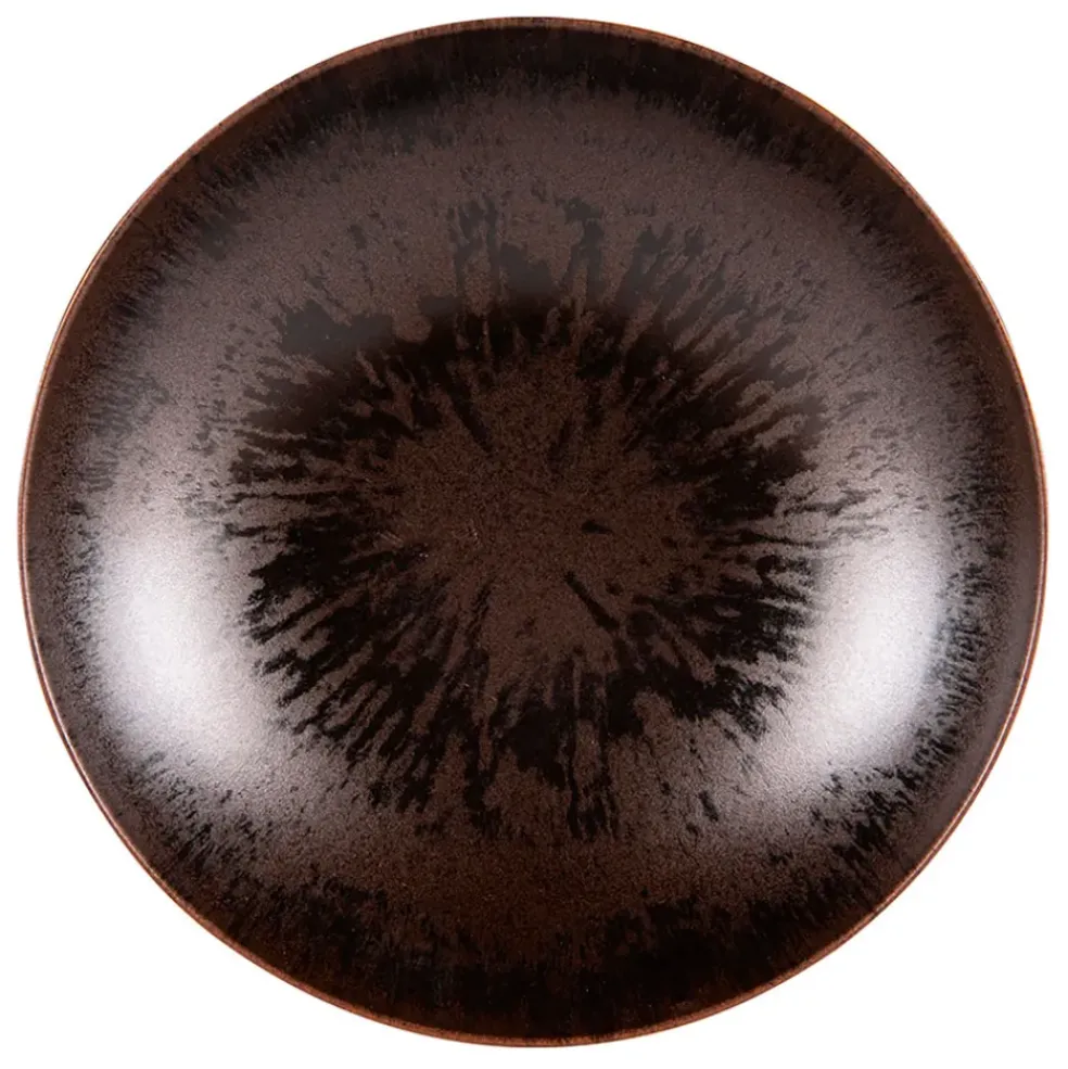 Assiette plate en grès marron d27cm - Onyx
