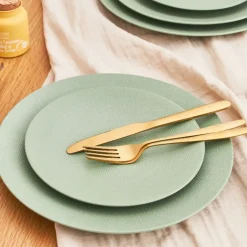Assiette plate en grès sauge d27cm - Vesuvio