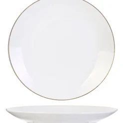Assiette plate en porcelaine lisere doré d26cm