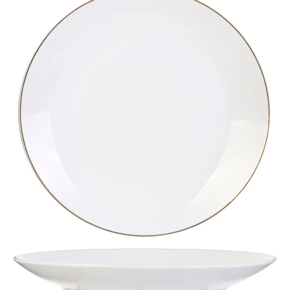 Assiette plate en porcelaine lisere doré d26cm