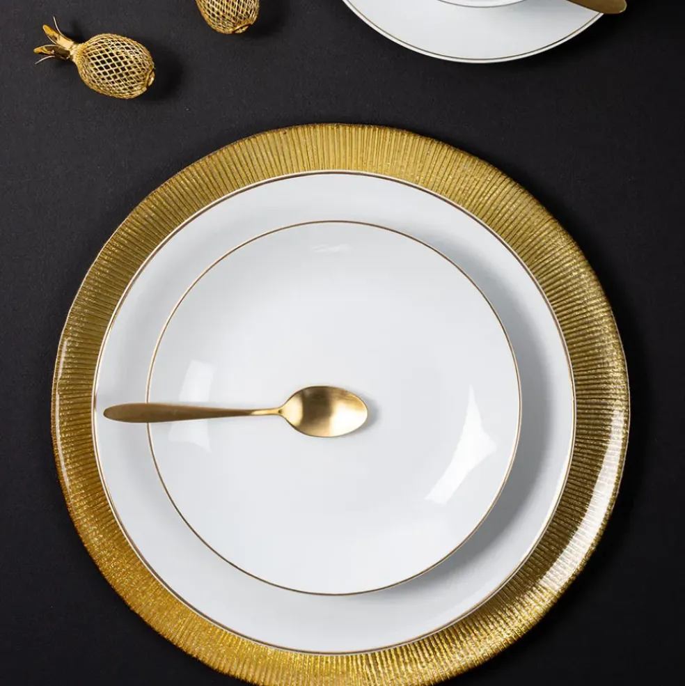 Assiette plate en porcelaine lisere doré d26cm