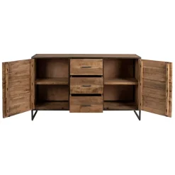 Bahut en acacia et fer noir l150cm - Factory