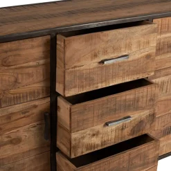 Bahut en acacia et fer noir l150cm - Factory
