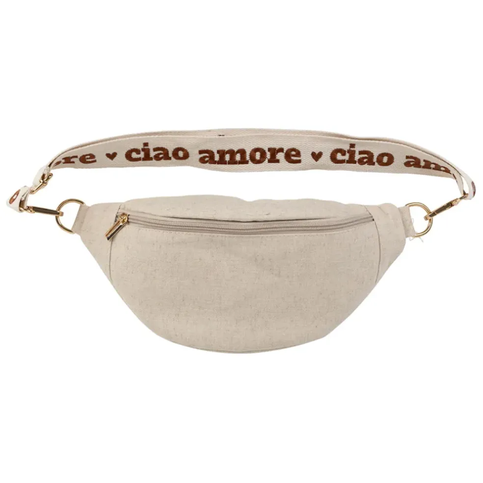 Banane en lin et coton écru et terracotta avec bandoulière amovible - Bananez