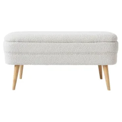 Banc coffre bouclette blanc - Eleonor