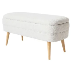 Banc coffre bouclette blanc - Eleonor